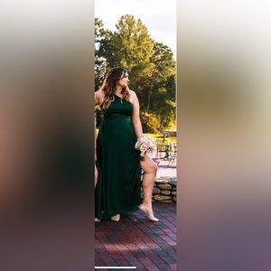 Satin bridesmaid dress in juniper!